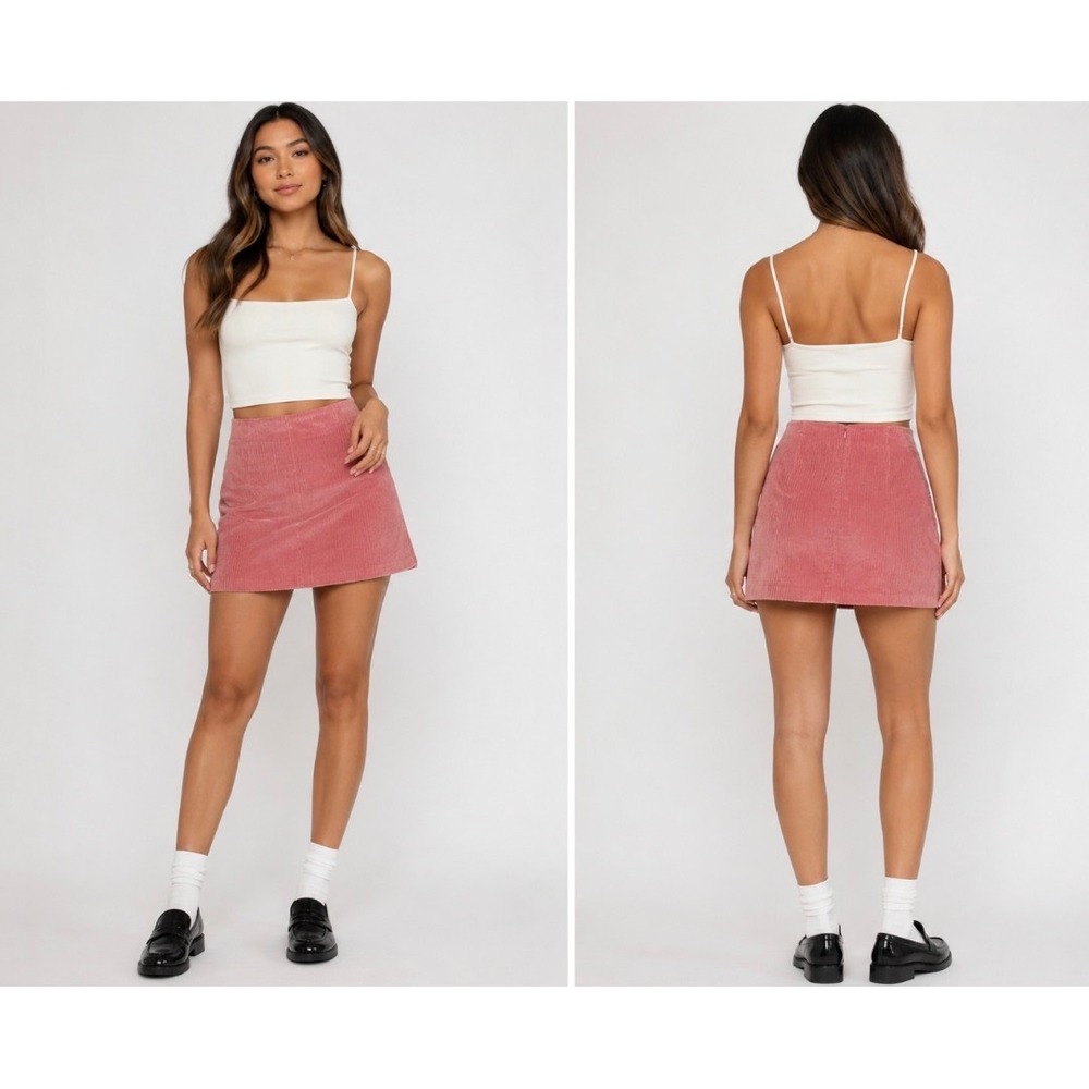 Aritzia Wilfred Renée Corduroy Mini Skirt Dusty Rose Pink A-Line Womens Small